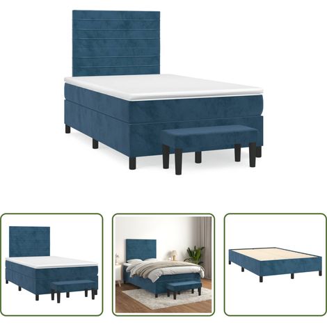 Matratze - Boxspringbett mit Matratze Dunkelblau 120x190 cm Samt (1/5)