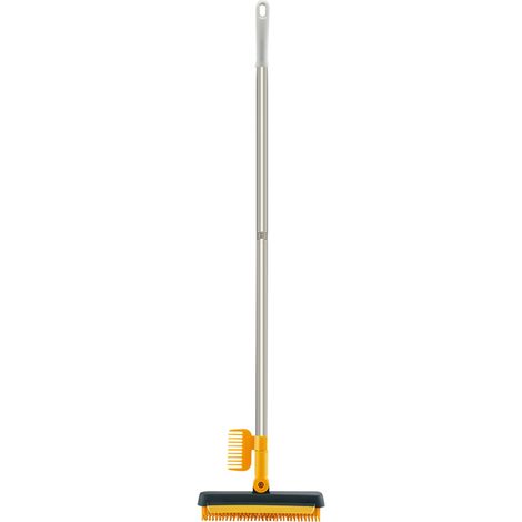 Balai Brosse Racleur Multifonction 38.6in - Poignée Métal, Silicone, PP - Blanc/Orange/Kaki (1/5)