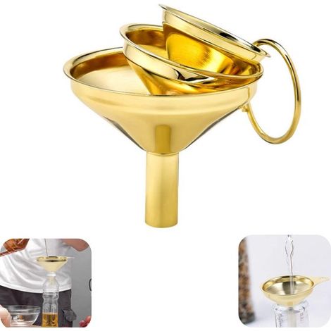 Entonnoirs lot de 3 - entonnoirs métalliques pour jus, huile et vinaigre, jaunes (1/5)