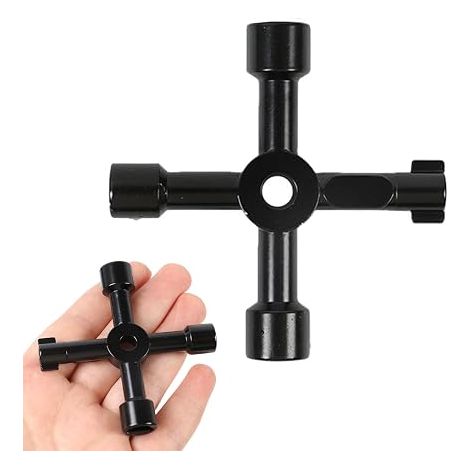 Llave multiusos 4 en 1 con llave triangular para cajas eléctricas y contadores de gas, negra, herramienta para electricistas (1/5)