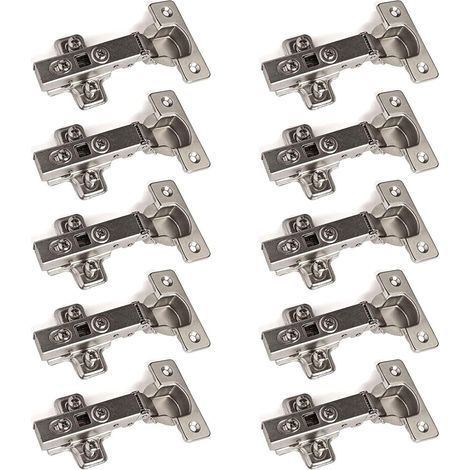 Evotrade – Lot de 10 charnières amorties T45 – Droite avec amortisseur soft close – Réglage tridimensionnel – Pour porte à recouvrement (1/2)
