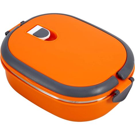 Boîte à repas en inox avec poignée Boîte de conservation pour aliments, Acier inoxydable, Orange, 1 Etage (1/5)
