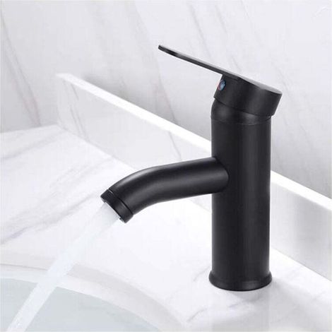 [NEVER USED] 1pc Basin Mixer Tap Stainless Steel Bathroom Faucet Cold and Hot Water Basin Mixer Black (1/2)