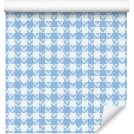 Papier peint à motif tissu bleu azur, finitions soignées pour salon et chambre, 50 x 1000 cm (1/5)