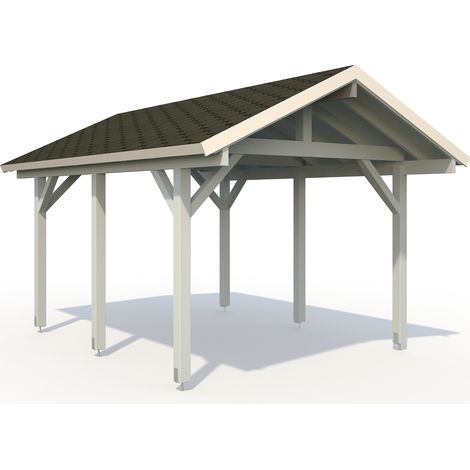 Garage en bois  Robert 11,7 m2 Traité Gris (1/4)
