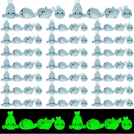 100 Pièces Mini Figurines d'animaux Lumineuses,Figurines de Phoque Minuscules en Résine, Petits Animaux Lumineux, Statuette de Phoque, pour Aquarium, Jardin Miniature, Maison de Poupée (1/5)