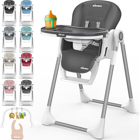 KIDUKU® Hochstuhl Baby 3in1 mit Neugeborenenaufsatz + Lätzchen, Spielbogen & Tisch  Kinderhochstuhl klappbar mit Liegefunktion  Kombihochstuhl höhenverstellbar  Babystuhl mitwachsend 0-36 Monate (1/5)