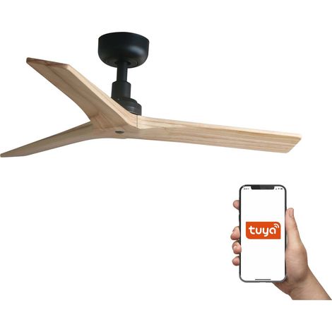 Faro Klim Petit ventilateur de plafond 3 pales noir mat, pin E27, système intelligent Tuya (1/3)
