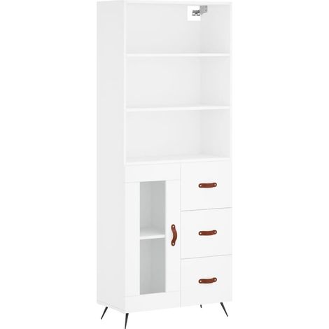 Aparador cómoda cómoda armario mueble organizador cocina salón salón alto 69,5 x 34 x 180 cm madera contrachapada blanco 020032731