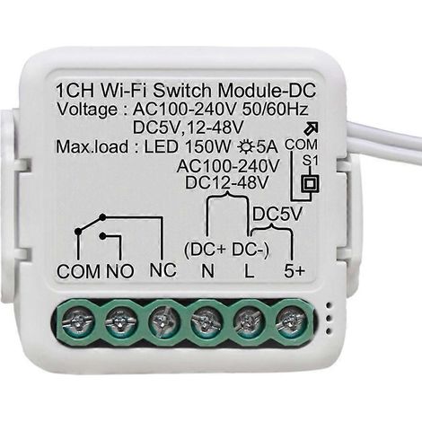 Module de contact sec intelligent Tuya, module de contact sec intelligent Tuya WiFi, compatible avec Alexa, Google Assistant et autres appareils fonctionnant sous DC5V/12-48V ou AC110-240V. (1/5)