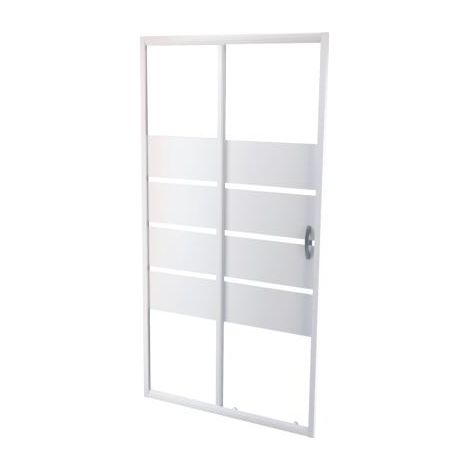 ONDEE - Mampara de baño SHIVA, Mampara de baño corredera  - Vidrio templado - acabado blanco - 100x190cm