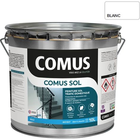 COMUS SOL BLANC 10L Peinture pour sols intérieurs et extérieurs, trafic domestique (1/3)