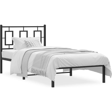 Lit simple,Lit adulte,Cadre de lit métal sans matelas avec tête de lit noir 90x190 cm CFW2631551 (1/5)