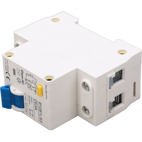 Disjoncteur différentiel BAOYI BYDB1L-63 C63A 230 V 63 A, protection contre les courants de fuite à la terre (30 mA), disjoncteur miniature 1P+N, montage sur rail DIN (1/5)