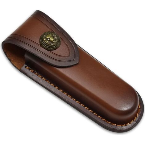 estuche para cuchillo, funda para cuchillo, vaina para cuchillo, bolsa de cuero para cuchillo, bolsa para cinturón, resistente y duradero, marrón, bolsa para cuchillos plegables, navajas de bolsillo (1/4)