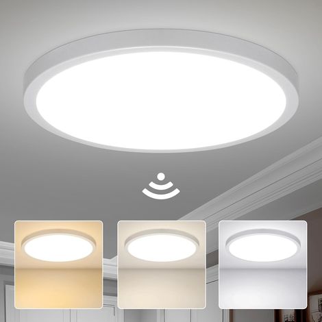 28-W-LED-Deckenleuchte – 1 Stück – Rund, Weiß – Radar- und Dämmerungssensor – Flur, Garage, Treppenhaus – Ø 30 cm, 3 Farbtemperaturen (1/5)