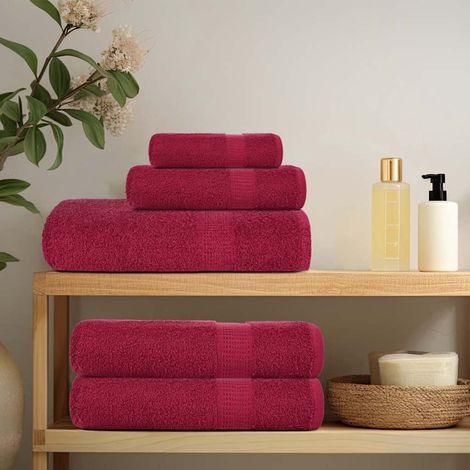 vidaXL Bath Towels "FROGN" 10 pcs Bordeaux 100x150 cm 360 gsm (1/5)