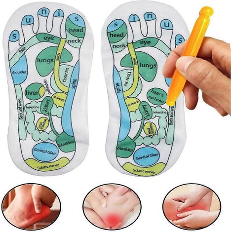 1 paire de chaussettes d'acupression et de réflexologie plantaire avec bâtonnet de massage (1/5)