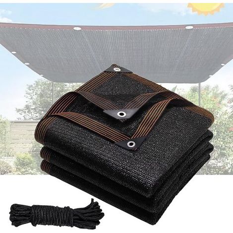 Voile d'ombrage noire - 3 x 6 mètres - tissu en maille respirante et protectrice à 90 %, avec perforations - adaptée aux jardins - patios - serres (1/5)