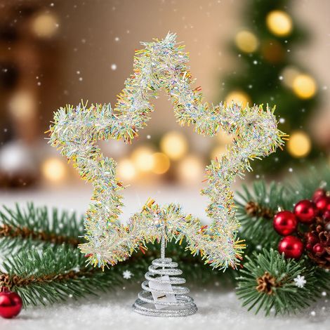 Étoile De Sommet D'Arbre De Noël - 3D À LED - Fil De Soie Scintillant - Pour Décoration Intérieure Et Extérieure - 1 Pièce Ou 2 Pièces (1/5)