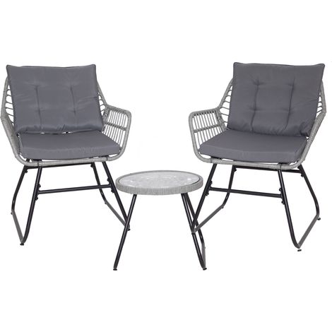 SVITA AMALFI Rattan Sitzgruppe Outdoor Gartenlounge 2 Personen Balkonset Hellgrau (1/5)