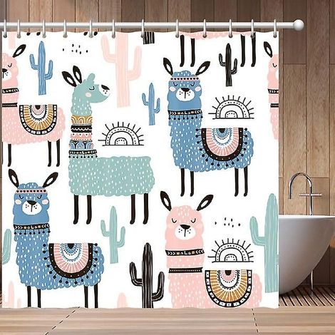 Rideau de douche nordique 3D à motif fleurs et animaux, crochets naturels, décoration salle de bain, tissu imperméable, 150x180 cm, coloris 16 (1/5)