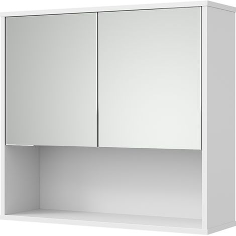 Armoire de toilette Eliza, Blanc cannelé, 70x65cm, Vicco