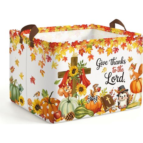 Panier Rangement Automne pour Thanksgiving Corbeille Linge Potiron (1/5)