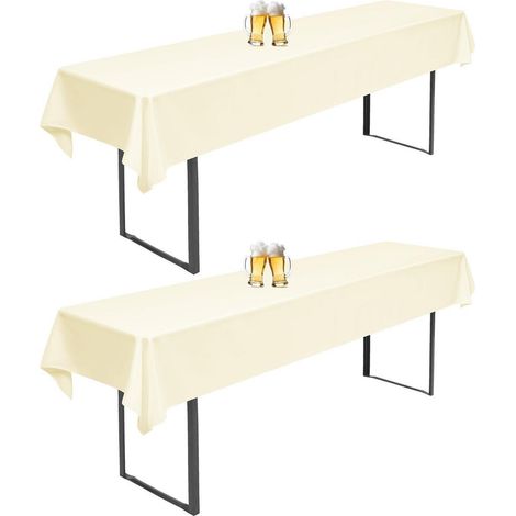 2er-Set Biertischhussen Beige 260x110cm Waschbar & Lichtbeständig