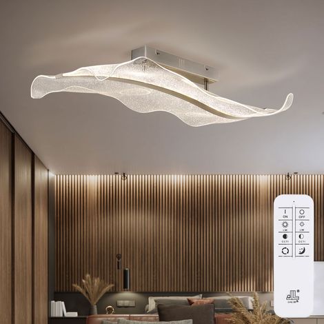 Plafoniera plafoniera luce soggiorno lampada camera da letto luce sala da pranzo, metallo alluminio plastica nichel opaco, telecomando dimmerabile, 23W 1300Lm 2700-6500K, L 80 cm
