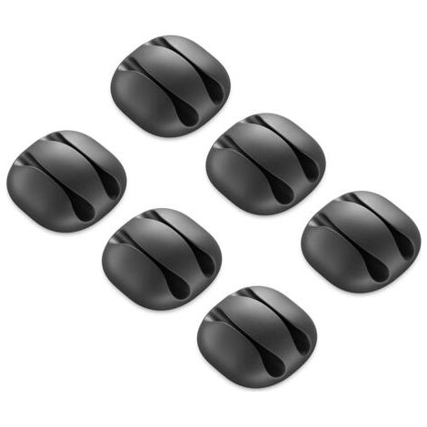 BUNTHAUS 6er-Set Kabelhalter, Kabelführungen, selbstklebende Befestigung, Aufbewahrungsklammern, Kabelbefestigung, Kabelmanagement, Kabelklemmen – für 2 Kabel – Schwarz (1/5)