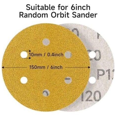 Disques Abrasifs 150mm,40 Pièces Abrasifs de Ponçage Ponceuse tampons ponçage ronds 6 trous Grain 40 pour Poncer Polir Dérouiller pour Ponceuse Excentrique (1/4)