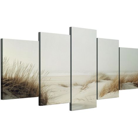Quadro su tela italiana 100 x 50 cm pentattico - stile boho - natura Quadro su tela italiana 200 x 100 cm pentattico - stile boho - natura (1/5)