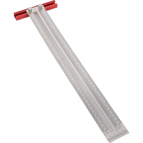 Règle de traçage T 400 mm en acier inox et alliage alu, précision 0.25 mm, perçage tenon-mortaise, pour menuiserie et repérage (1/5)