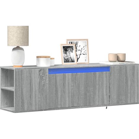 TV-Wandschrank mit LED-Beleuchtung Grau Sonoma 135x31x39,5 cm