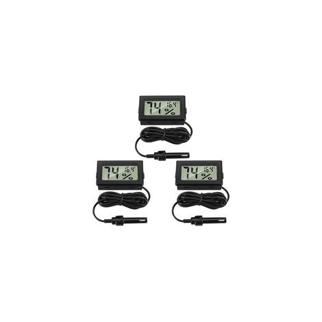 Numérique Thermomètre Hygromètre avec Sonde Externes Jauge de Température Humidité Mètre pour Reptile Incubateur Volaille Reptile Salle Séjour Bureau (3 Pièces) (1/5)