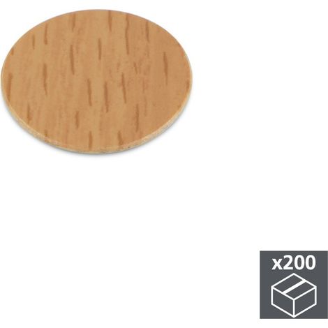 Emuca Abdeckkappe für Schrauben, selbstklebend, D. 13 mm, Farbe Buche, 200 St. (1/3)
