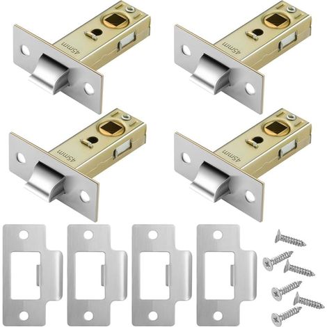 Lot de 4 loquets de porte tubulaires de 45 mm, loquet à mortaise pour serrure de porte intérieure (SKU produit : 96442730 SKU Offre : lehua25.5.26-16) (1/5)