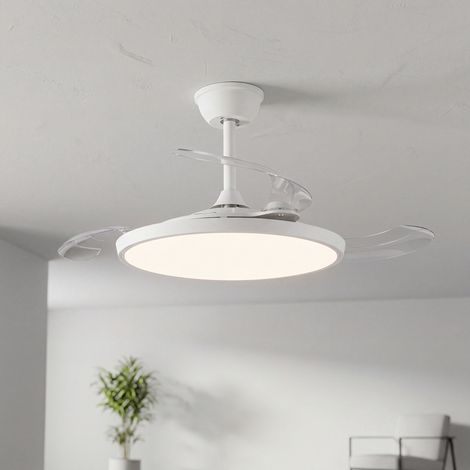 NORCKS Ventilador De Techo Con Led, 48 cm, Ultradelgado, Silencioso, 6 Velocidades Regulables, 3 Temperaturas De Color Ajustables, Incluye Mando a Distancia, Blanco (1/5)