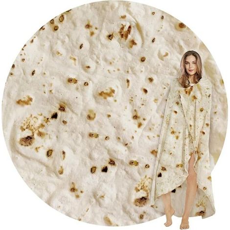 Couverture Tortilla Burritos 9090cm, Couverture Enveloppante Tortilla, Couverture Ronde Tortilla Drôle Nouveauté Couverture Tortilla Géante Ronde Douce pour Adultes et Enfants (Beige) (1/5)