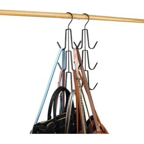 Handtaschenaufhänger, Handtaschenhalter, 2er-Set platzsparende Metallaufhänger, Kleiderschrankorganisation, Aufbewahrungstaschen für Handtaschen, Rucksäcke, Tanktops, Gürtel (schwarz) (1/4)