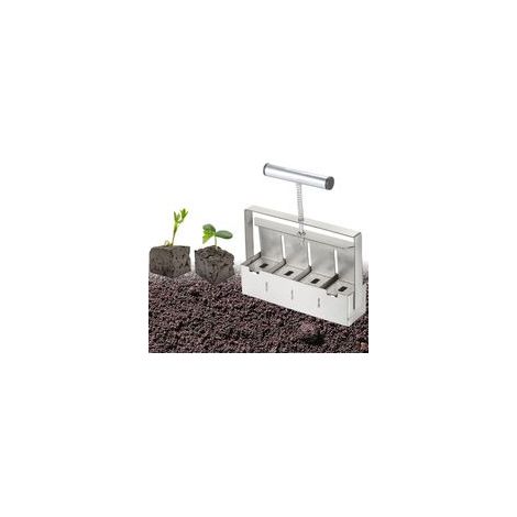 Handwerkzeug zur Herstellung von vierseitigen Erdblöcken (5 cm Durchmesser) mit komfortablem, rutschfestem Griff, ideal zum Pflanzen, Umpflanzen und für Arbeiten im Gewächshaus. – Crezuo