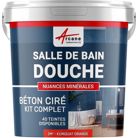 béton ciré, salle de bain, douche italienne, pièce d'eau, kit, beton, cire, salle de bains,  douche italienne - 2 m² (en 2 couches) Kumquat Orange - ARCANE INDUSTRIES
