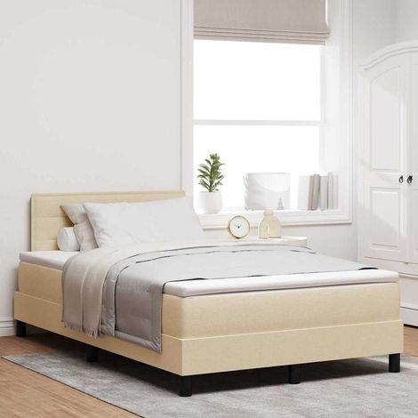 Boxspringbett mit Kopfteil Creme 120 x 190 cm Stoff