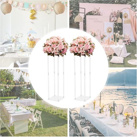2 Stück Hochzeit Blumenständer Acryl Hochzeit Geometrisch Blumenvase Säule Stand für Hochzeit Party Geburtstagsfeier Heimdekoration Abendessen (Transparent) (1/5)