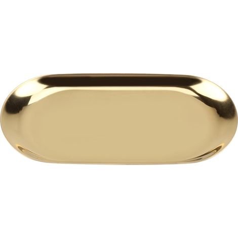 Stainless Steel Storage Tray with Soft Brass Finish, for Bathroom Vanity, Countertop, Jewelry and Cosmetic Organizer (1/5)