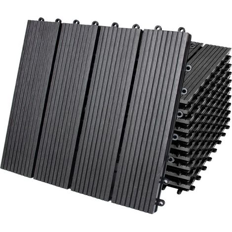 Deuba – Dalles à clipser en bois composite WPC 30 x 30 cm – Antidérapantes et résistantes aux intempéries – Système de fixation par clips – Lot de 11 (1/5)
