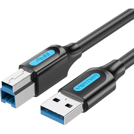 USB 3.0 A auf USB-B Druckkabel - USB-Adapter 2A 0,5m Schwarz aus PVC