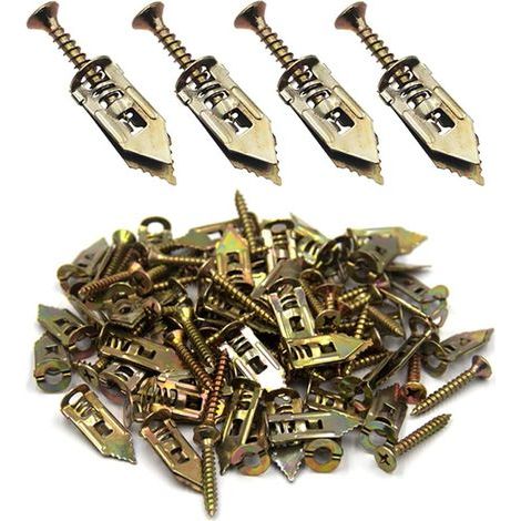 100pcs vis d'ancrage auto-perceuses pour cloisons sèches, Kit d'ancrage pour marteau, fixations pour plaques de plâtre zinguées (1/4)