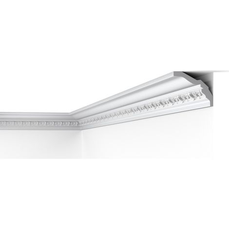 Moulure de plafond polystyrène expansé 80 x 100 x 2000 – Design ornemental – Masque fissures et défauts – Installation facile – Decoflair (1/3)
